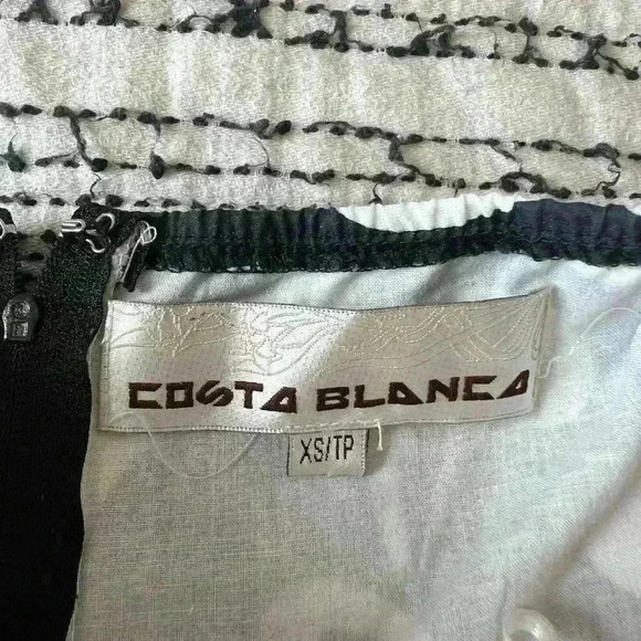 Y2K Costa Blanca Euro Summer Cotton Floral Black White Fairy Core Girl Dress XS - Picture 13 of 15